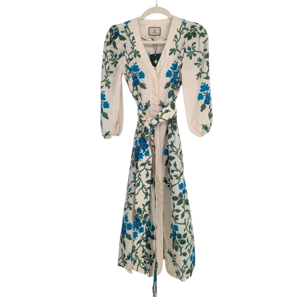 Tuckernuck Victoria Lattice Floral Lachlan Midi Dress XS NWT - Picture 2 of 5